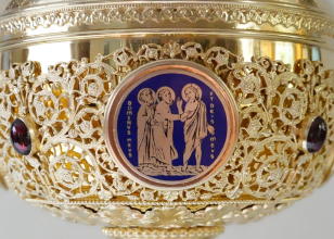 Ornate French antique solid silver gilt Gothic Chapel Set